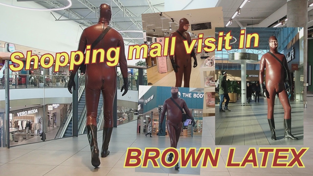 shopping mall visit in brown latex