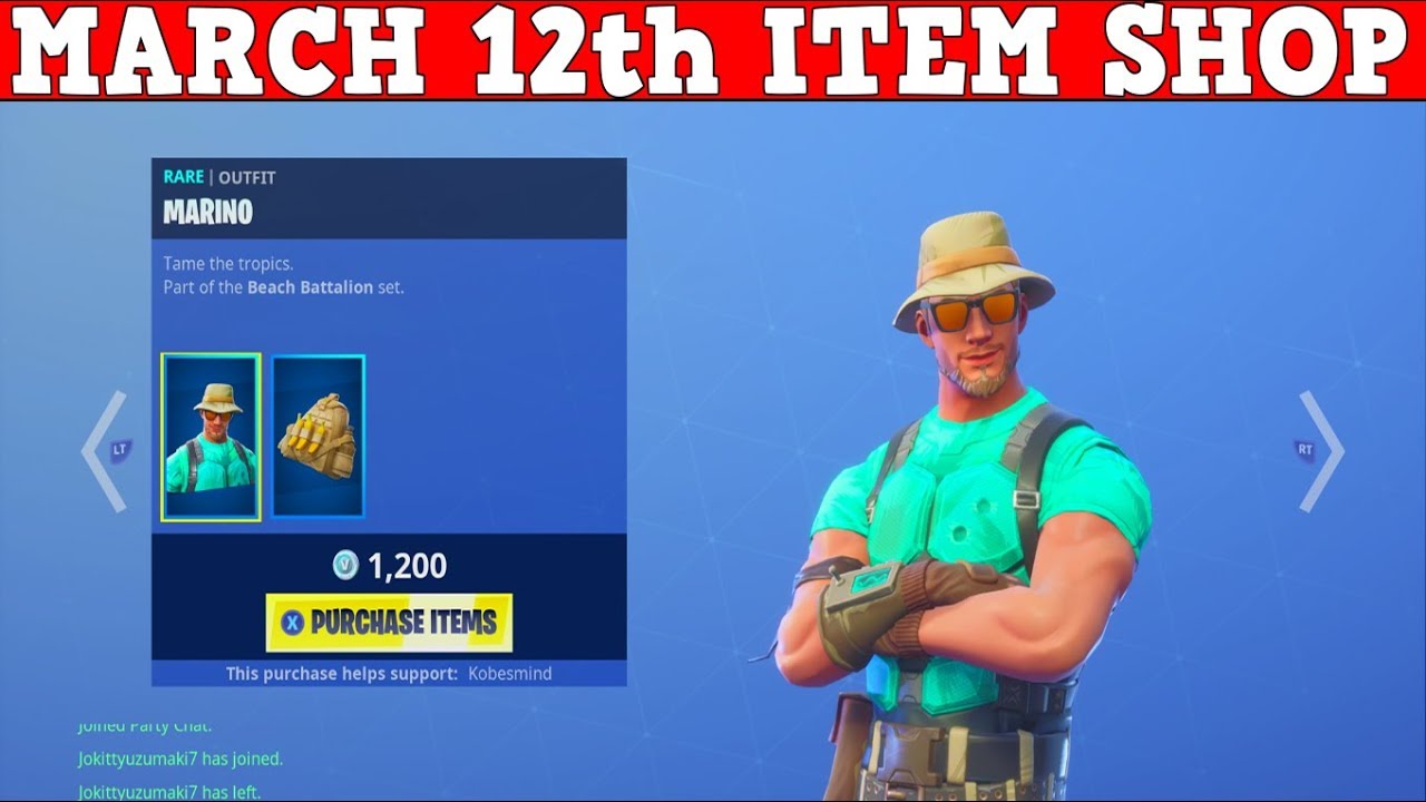 Fortnite Item Shop (March 12th) *NEW* MARINO SKIN + FRESH CUT PICKAXE! YouTube