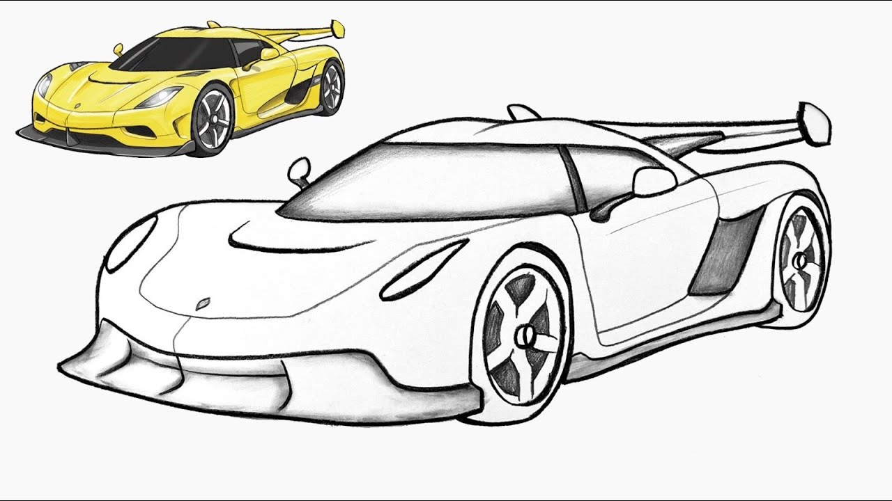 Easy Koenigsegg Jesko 2020 Car Drawing | Simple Supercar Pencil Sketch Tutorial Step by Step