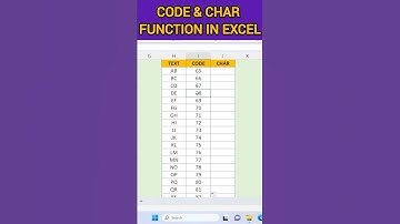 CODE & CHAR FUNCTION IN EXCEL #shorts#short #shortvideo#shortsvideo #youtubeshorts #viral #ytshorts
