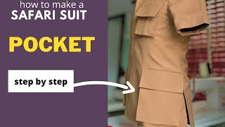 Safari suit pocket cutting and sewing step by step