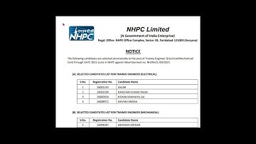 NHPC GATE 2021 Score Trainee Engineer RESULT Declared || NHPC Trainee Engineer RESULT OUT.