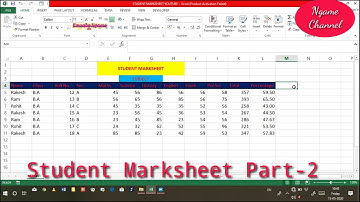 How to create Student Marksheet Part-2 in Ms Excel 2013(Ngame Computing Channel)
