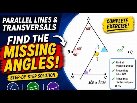 Parallel Lines & Transversals | Find Missing Angles + Full Exercise