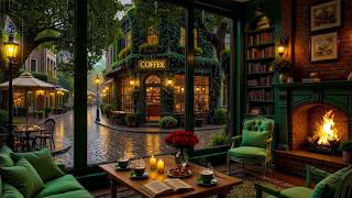 أجواء مقهى ممطرة ساحرة ☕ موسيقى جاز هادئة مع أصوات المطر والمدفأة للاسترخاء screenshot 4