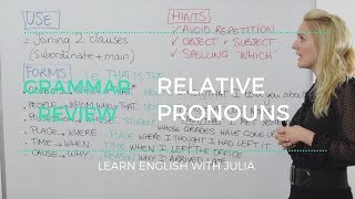 Relative Pronouns - that, which, whose.... - English Grammar Lesson with Julia