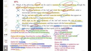 DSE Bio │ HKDSE 2014 MC Q21 │ measure water loss 量度失水 │ Faith Education {雙語Bilingual}