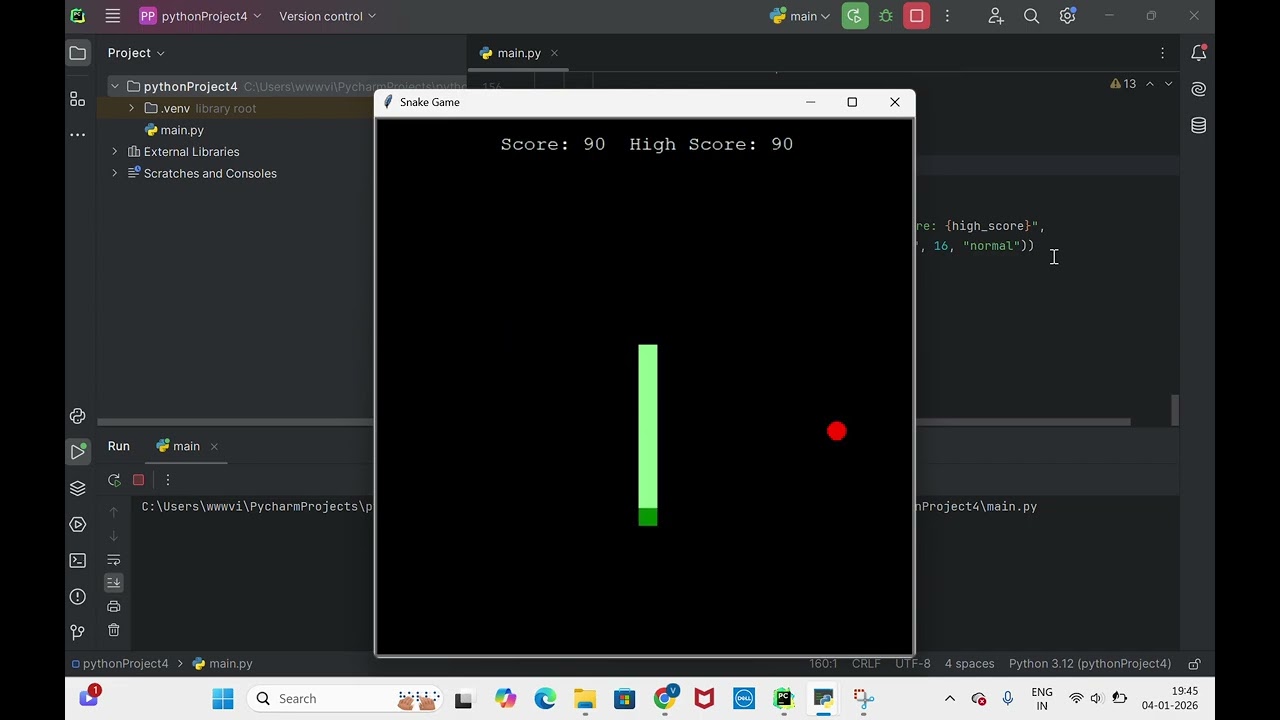 Snake Game using turtle in python