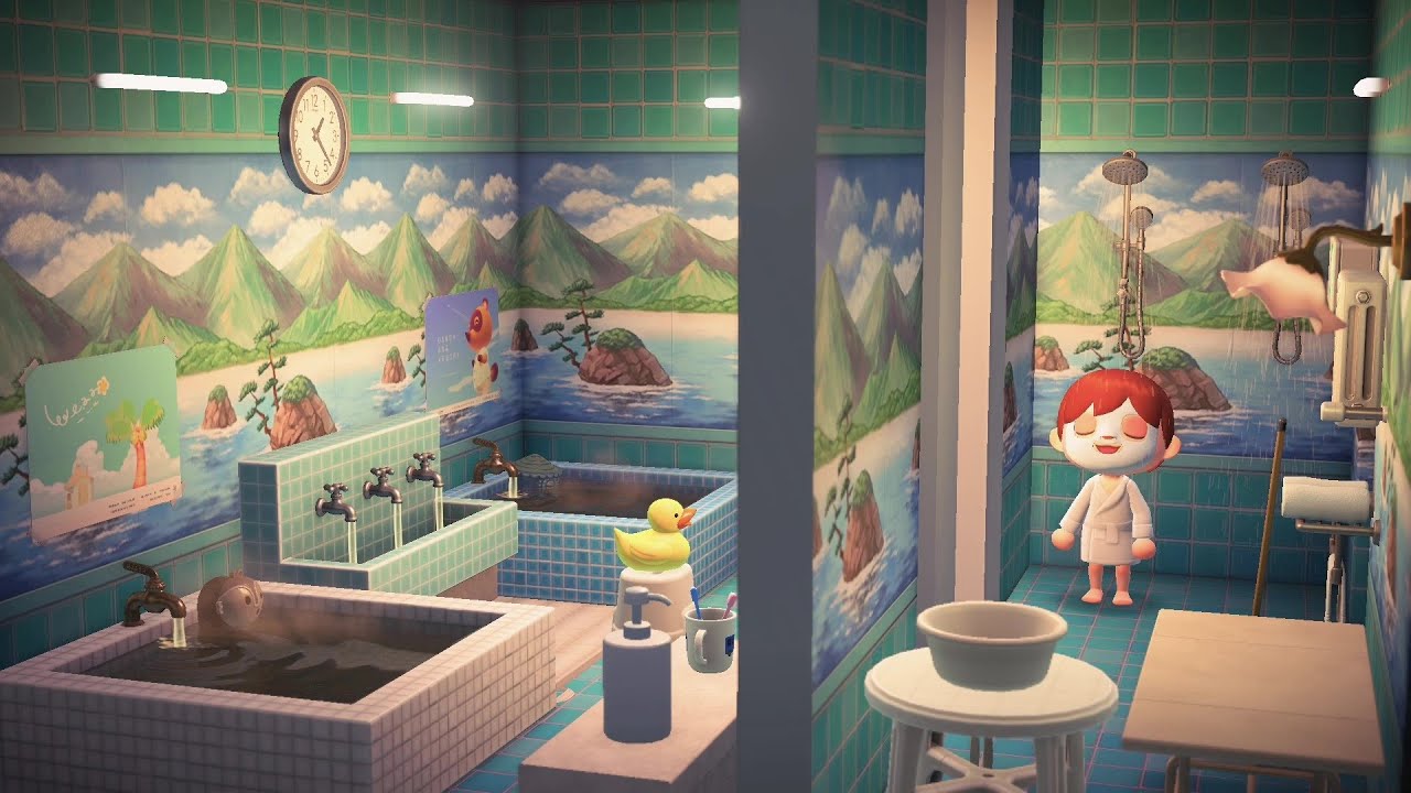 모동숲] 일본 목욕탕 꾸미기 - Youtube