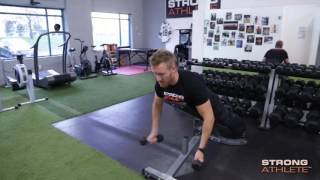 Coach g demonstrates how to do dumbbell y raises on an incline bench,
exercise we use as part of our strong athlete shoulder strength
training programs. w...