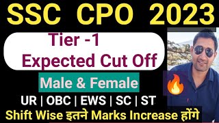 SSC CPO Expected Cut off 2023 | ssc CPO 2023 cut off | Male & Female cut | Shift Wise Marks Increase