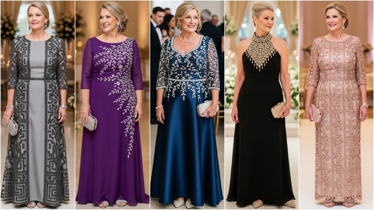 Элегантные вышитые платья для матери невесты: роскошные вечерние платья для идеальной свадьбы.