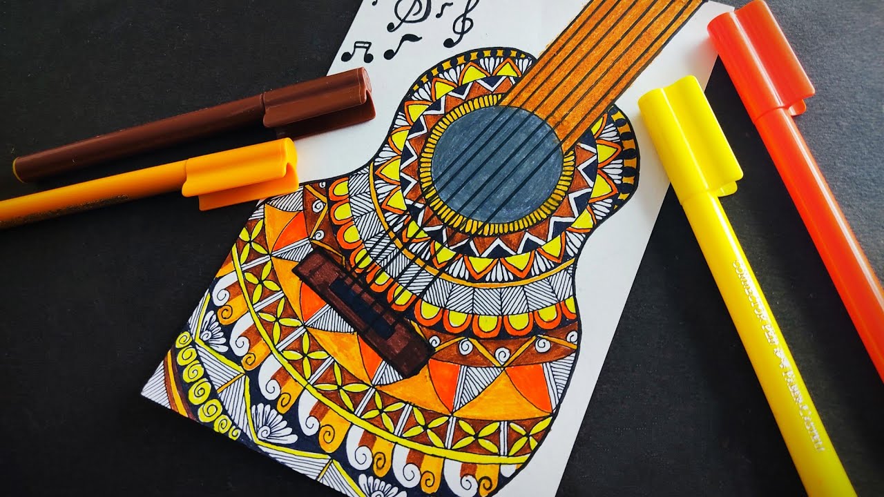 How to draw Mandala Art for Beginners ll guitar Mandala art l Doodle