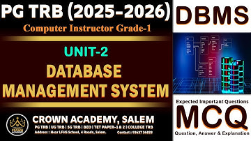 PG TRB 2025-2026 (UNIT-2 : DBMS ) Important Questions - (New Syllabus)