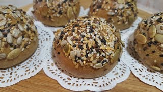Булочки без дрожжей из цельнозерновой муки с посыпкой из смеси семян . Вместо хлеба. Булочки без дрожжей из цельнозерновой муки с посыпкой из смеси семян . Вместо хлеба.