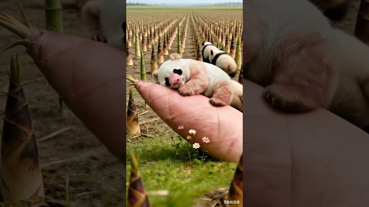 Rare Pink Panda Discovers Giant Pink Bamboo Shoots 