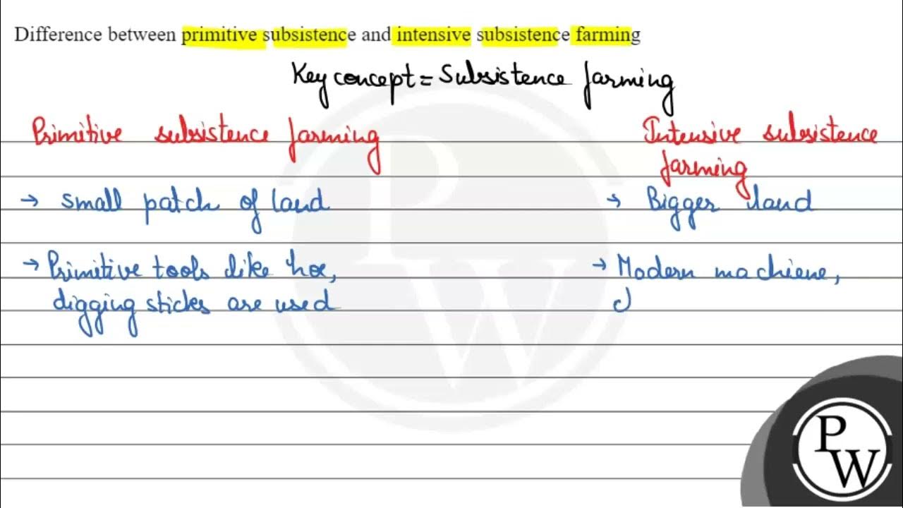 Difference between primitive subsistence and intensive subsistence