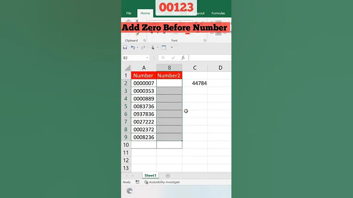 #shorts Add Zero Before Number in #msexcel #exceltricks
