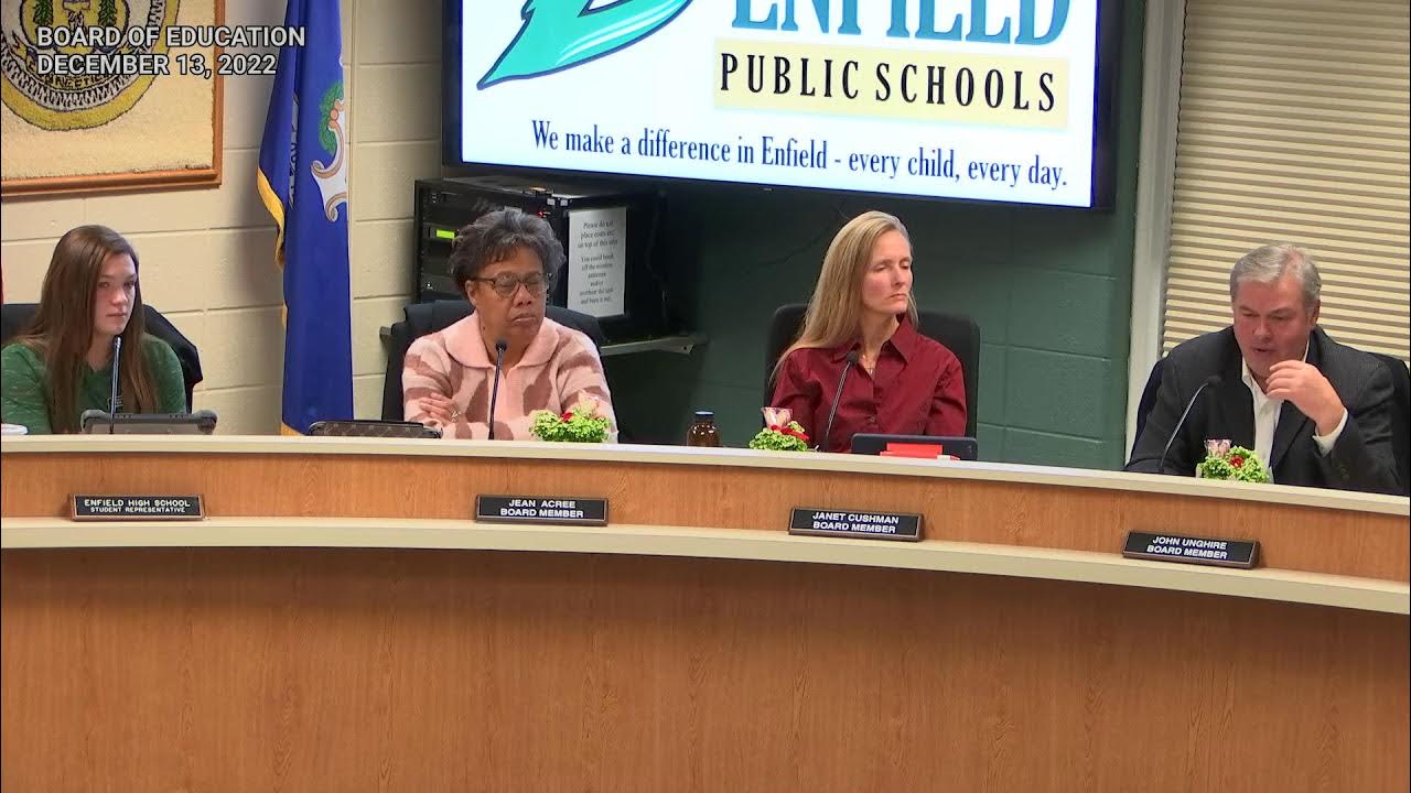 Enfield, CT Board of Education December 13, 2022 YouTube
