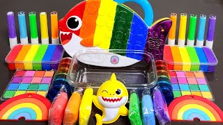 Rainbow Baby Shark Slime Mixing Makeup,Parts, Glitter Into Slime#Asmr#Slime#Satisfying