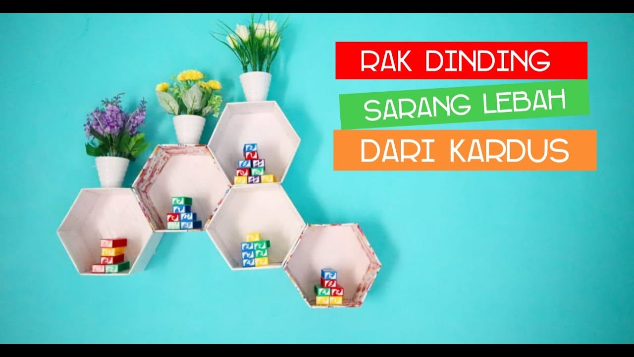 cara membuat kerajinan  dari  kardus  rak dinding sarang 