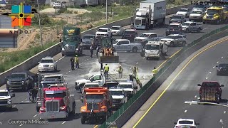 I-25 south at Avenida Cesar Chavez closed due to rollover crash