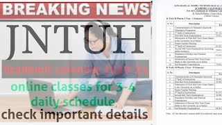 #JNTUH academic calendar 2020-21 ||  jntuh 1year online classes