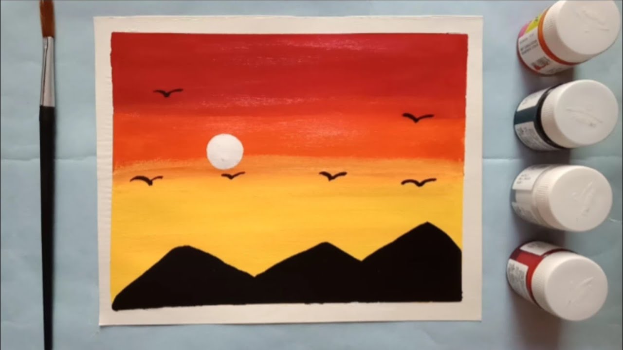 Poster Colour Painting / Sunset Painting For Beginners