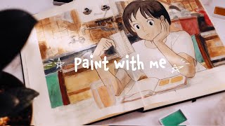 Painting a Scene from Studio Ghibli's 'Whisper of the Heart' in Watercolor | Paint with me 🎨 by MAICO 〜DIY.idea.upcycle〜 381 views 10 months ago 14 minutes, 32 seconds