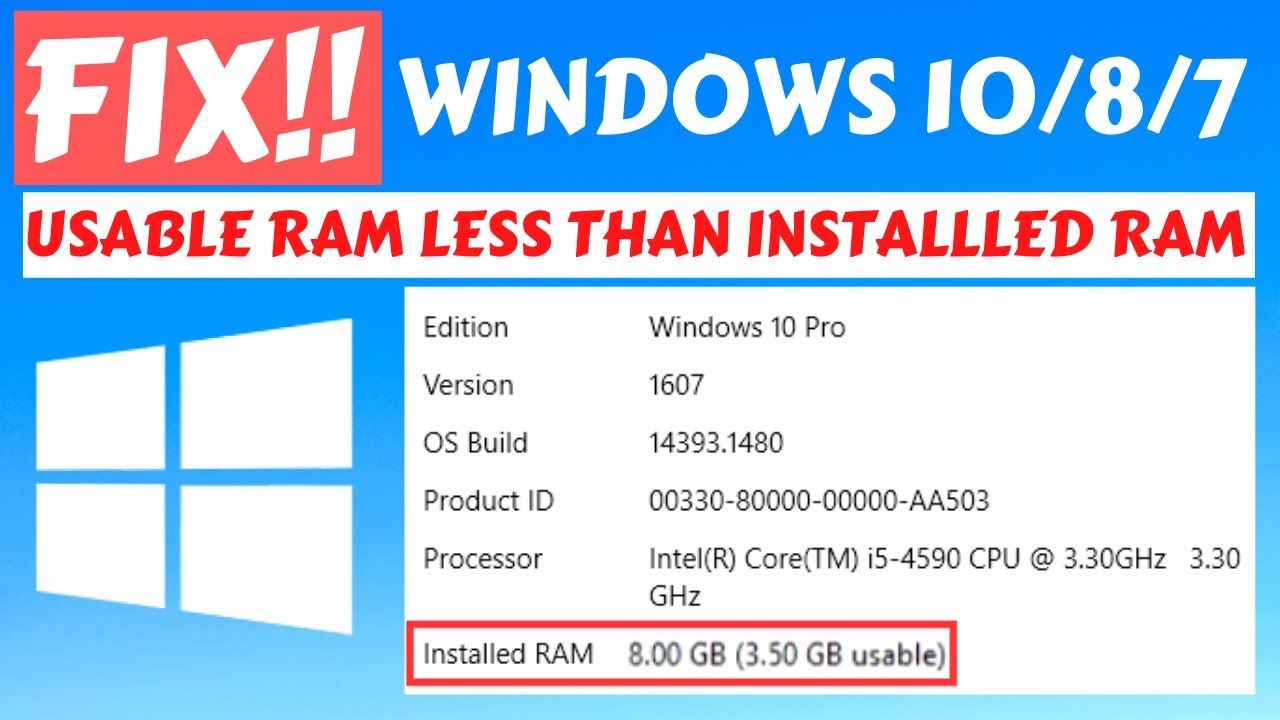 diakritisk Missionær Stille og rolig Usable RAM less than Installed RAM [fixed] - YouTube