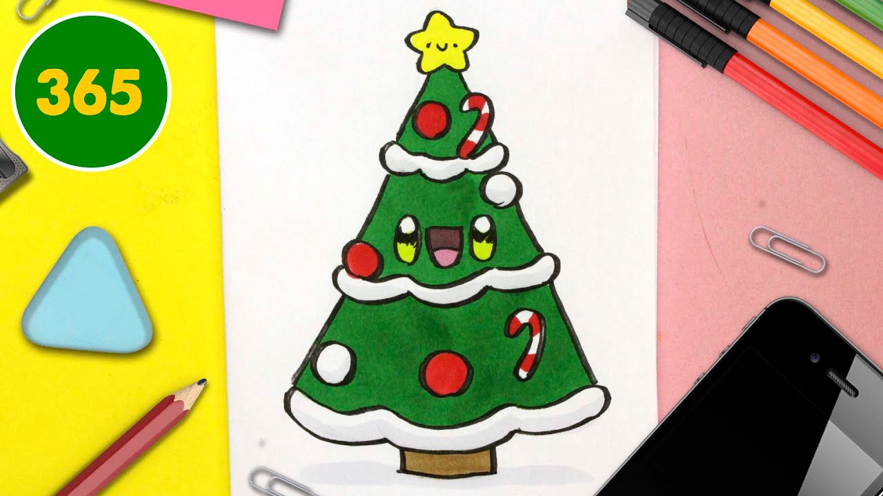 COME DISEGNARE ALBERO DI NATALE KAWAII - Especial de natal - YouTube