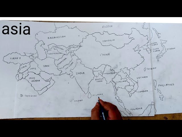 Asia Map Drawing Illustrations  Vectors