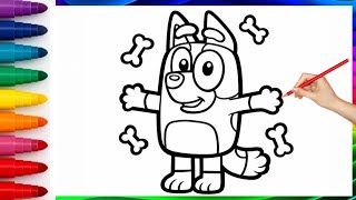 Bluey Drawing for Kids | Step-by-Step Bluey Cartoon Coloring Tutorial