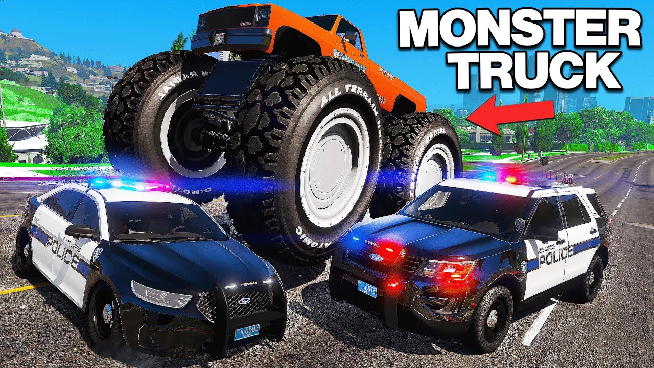 Trolling Cops with Biggest Monster Truck.. GTA 5 RP