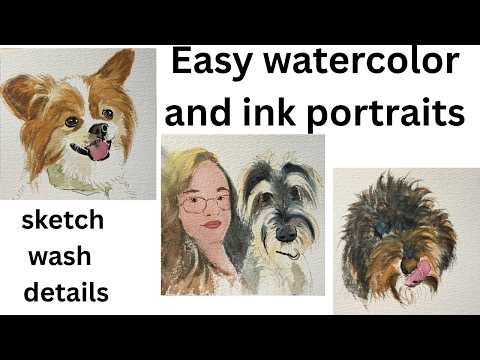 How to Paint a Simple Dog Portraits (Ink & Watercolor Step-by-Step)