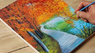 Autumn Lake / Acrylic Painting / STEP by STEP