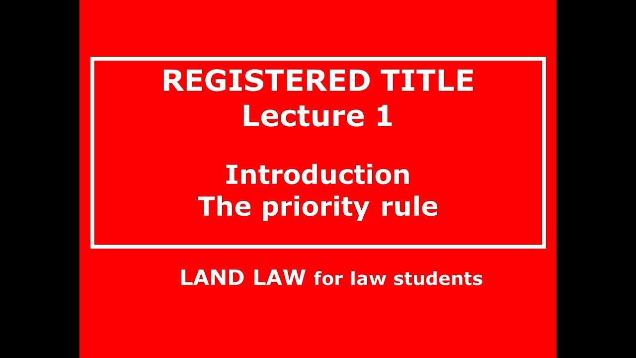 LAND LAW  | Lecture 3.1.1 | REGISTERED LAND (Part 1) | FOR ABSOLUTE BEGINNERS
