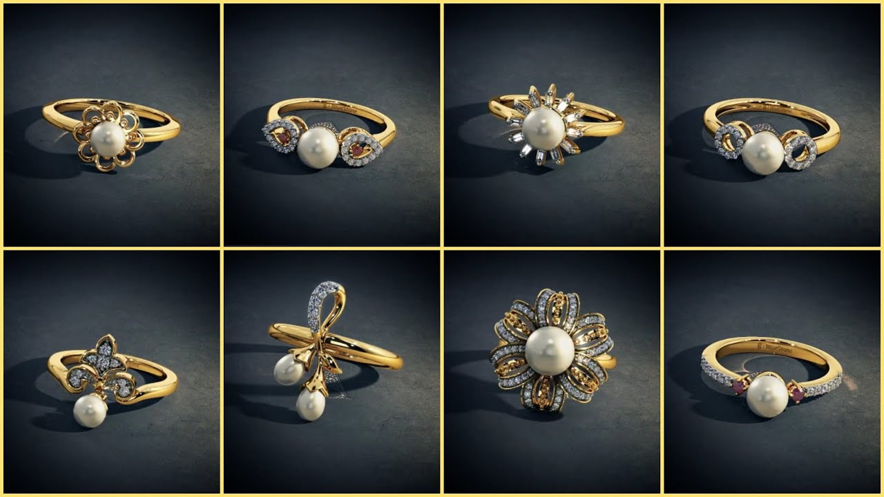 235-GR5992 - 22K Gold Ring For Women with Pearl | Gold rings, Gold ring  indian, Gold ring designs