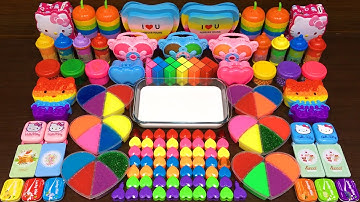 RAINBOW HEART !!! Mixing Random Things into GLOSSY Slime!! Series #176 Satisfying Video!!!