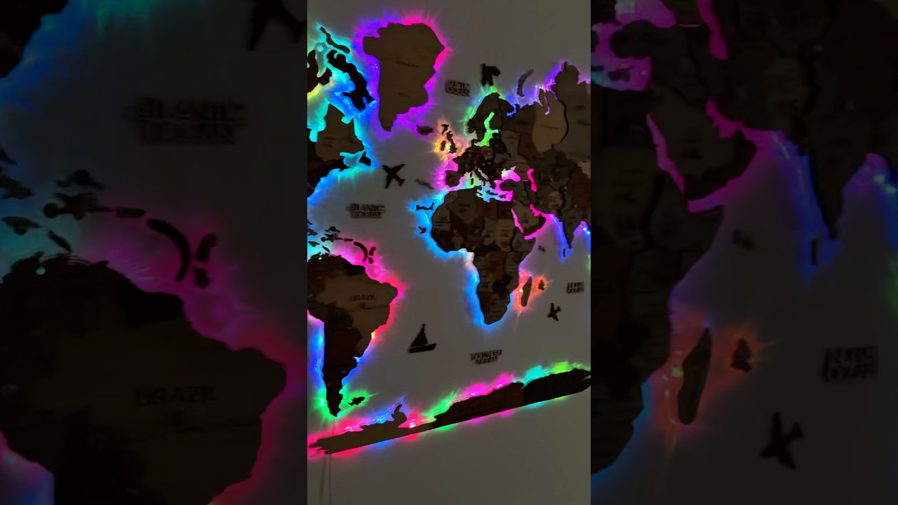 3D LED WOODEN WORLD MAP 2.0 