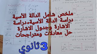 ملخص الدالة الأسية (جزء 2)دراسة الدالة الأسية/دراسة اشارة الدالة الأسيةوجدول الاشارة لثالثة ثانوي