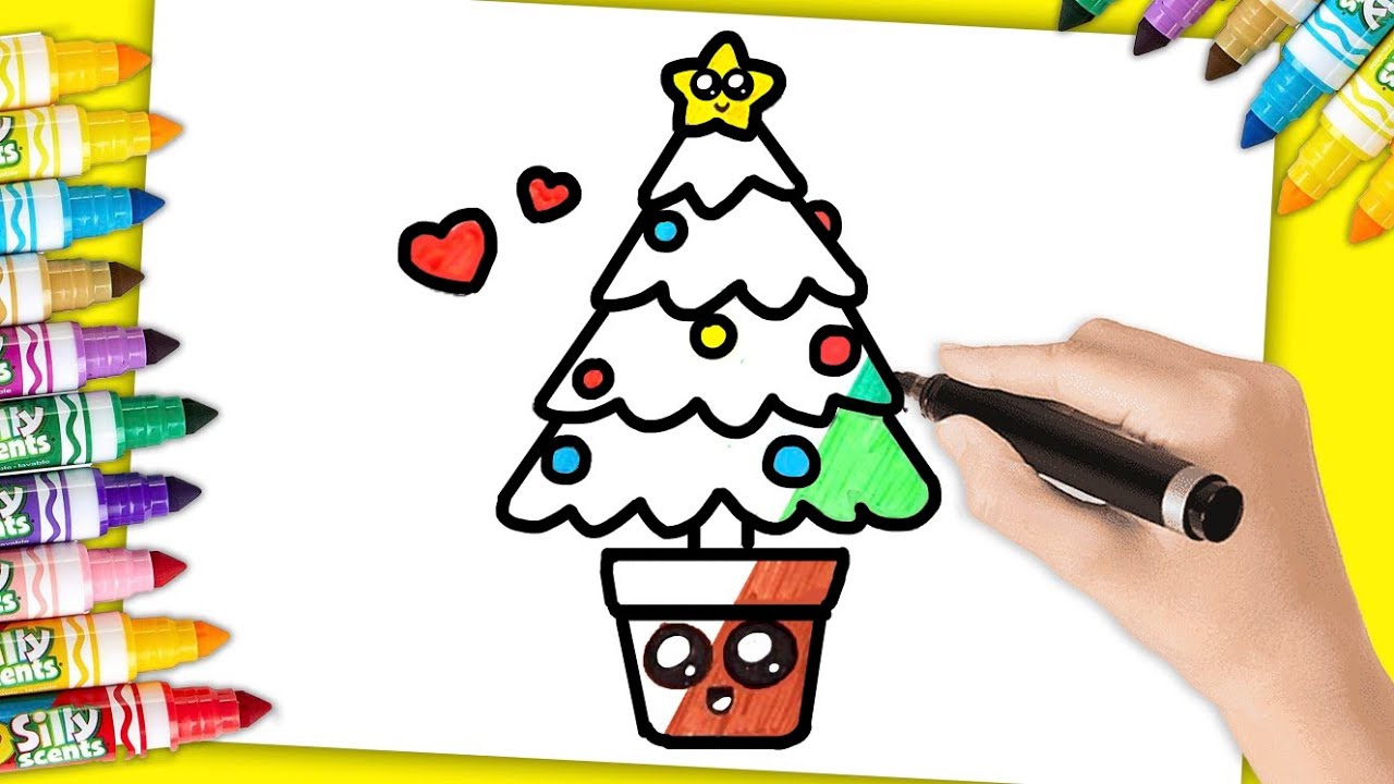 How To Draw A Christmas Tree 🎄| christmas drawing for kids | ABCD ...
