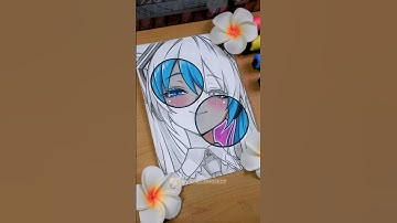Drawing Hatsune miku 😍 || Stained Art 🎨 #shorts #drawing #hatsunemiku