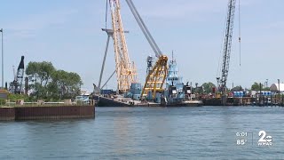 Salvage work continues on board the Dali and at Key Bridge wreckage site