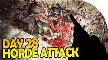 DAY 28 HORDE ATTACK - AUTO TURRET Doing WORK! - 7 Days to Die Alpha 16 Gameplay Part 41