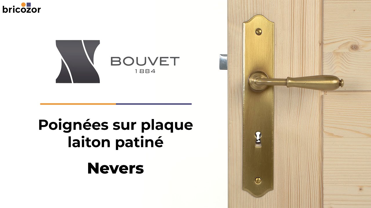 Poignées de porte sur plaque - laiton patiné - Nevers BOUVET