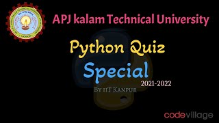 Aktu : Python SPECIAL Quiz by iit Kanpur #aktu #iit_kanpur #python #demo  #2nd_year #btech #cse #iit