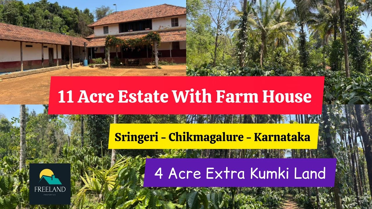 11 Acre Beautiful Estate with Farm House For Sale Sringeri Chikmagalur Karnataka Resort Homestay 