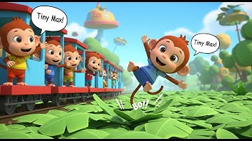 Five Little Monkeys on Train – Who Falls First? | Fun Counting Song for Kids | Learn Numbers and