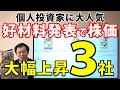 個人投資家に大人気!好材料発表で株価大幅上昇した3社